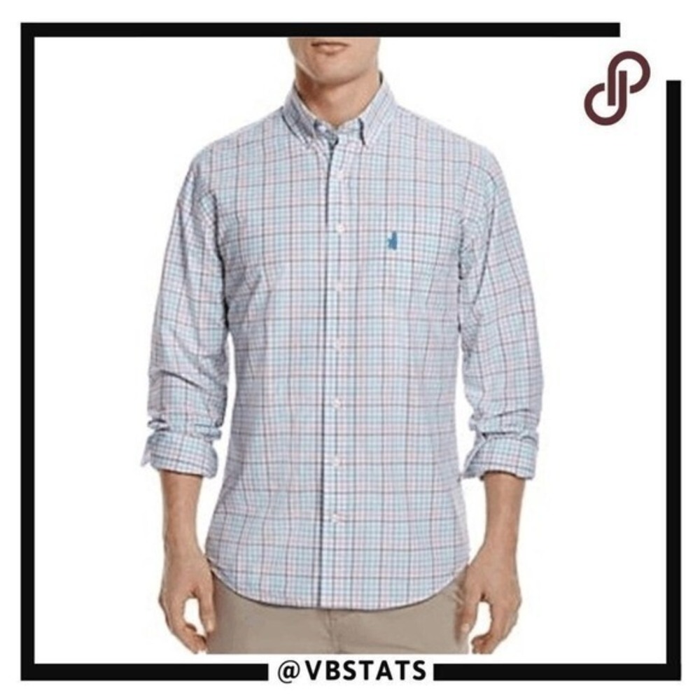 Johnnie O Men's Plaid West Coast Prep Button Down Shirt 488 Marina Size‎ Medium